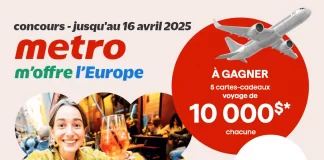 Concours Métro M'offre l'Europe 2025